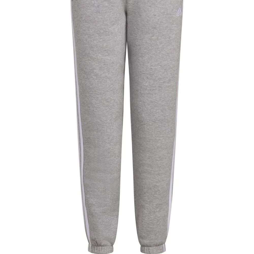 NWT adidas Girls' Elastic Waistband 3-Stripe Cotton Fleece Joggers - Picture 8 of 8